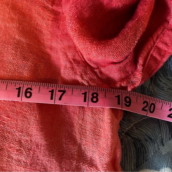 Flax Coral Linen Scoop Neck Pop Over Top Small - Picture 5 of 8